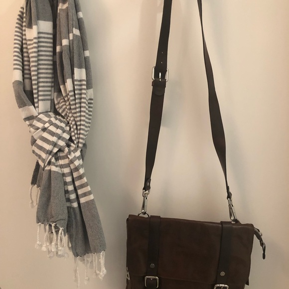 Rudsak Distressed Brown Leather Messenger Bag - Picture 2 of 16